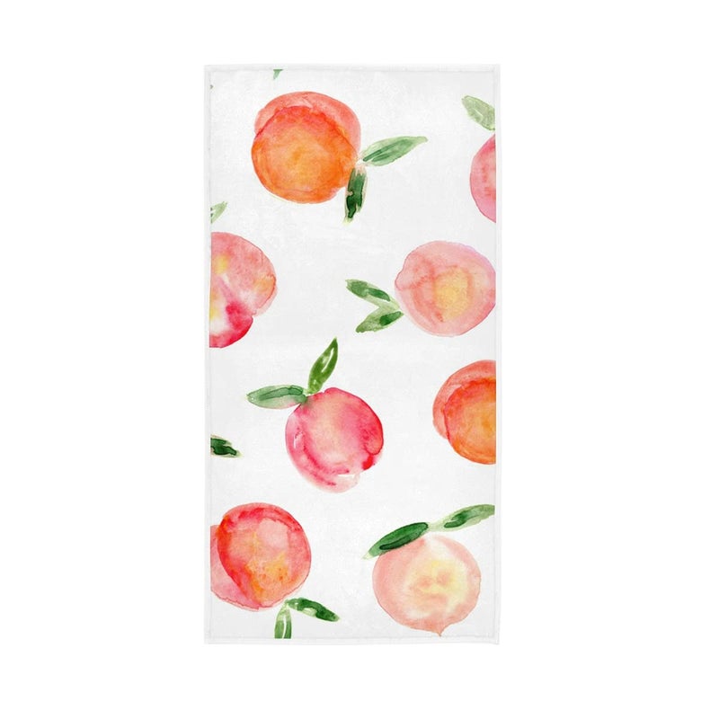ZZAEO Watercolor Peach Towel Cute Fruit Hand Towel, 30 x 15 inch Thin Lightweight Soft Fingertip Towel for Home Bathroom Theme Decor - Image 1